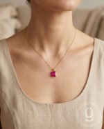 Anti-Tarnish Gold Rani Stone Pendant Necklace