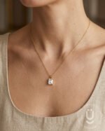 Anti-Tarnish Gold White Stone Pendant Necklace