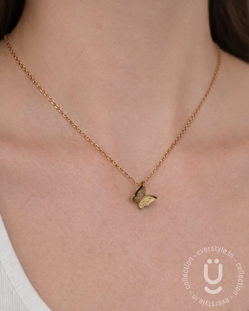 Anti-Tarnish Rose Gold Butterfly Pendant Necklace
