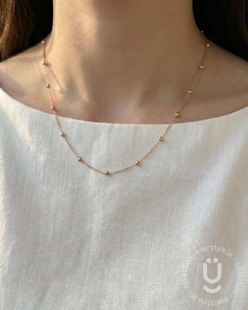 Anti-Tarnish Rose Gold Ball Necklace