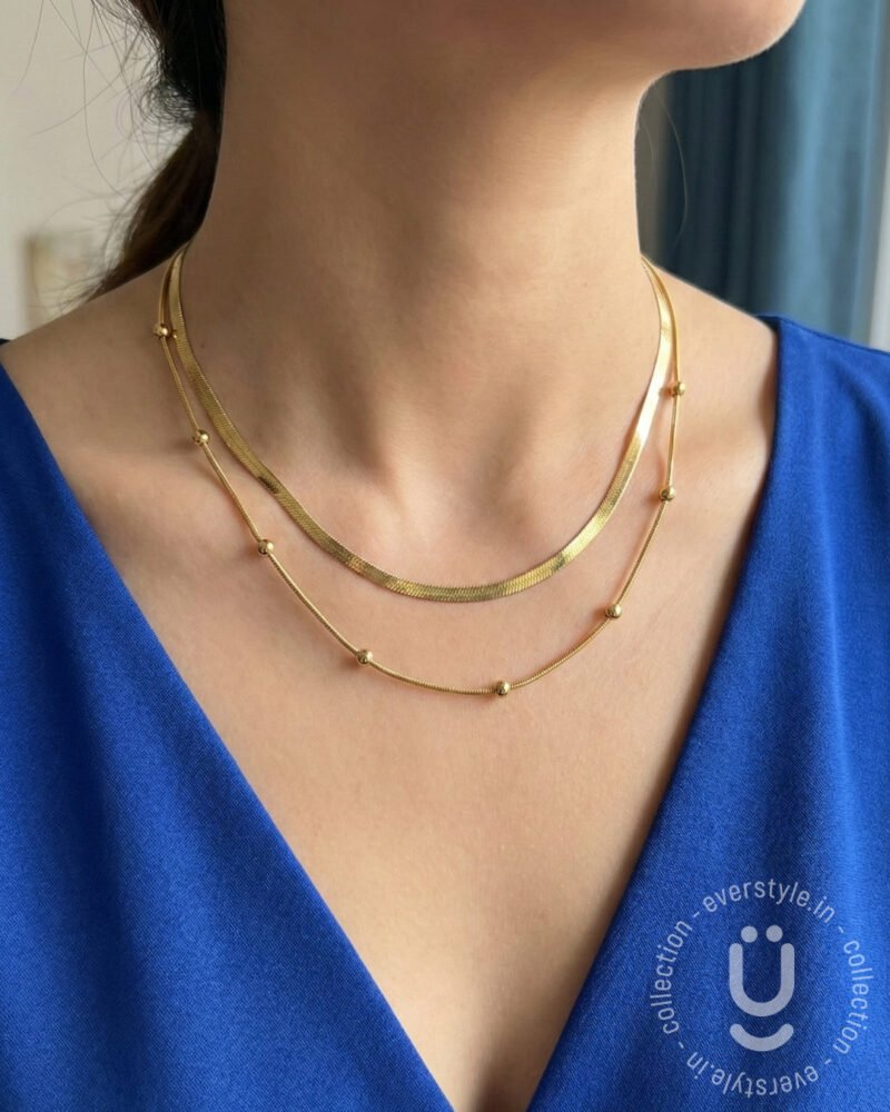 Anti-Tarnish Gold Double Layered Necklace