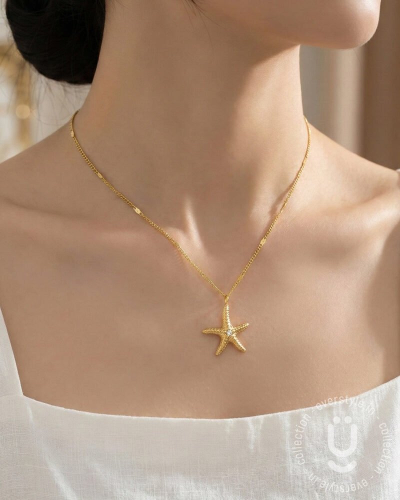 Anti-Tarnish Gold Starfish Pendant Necklace