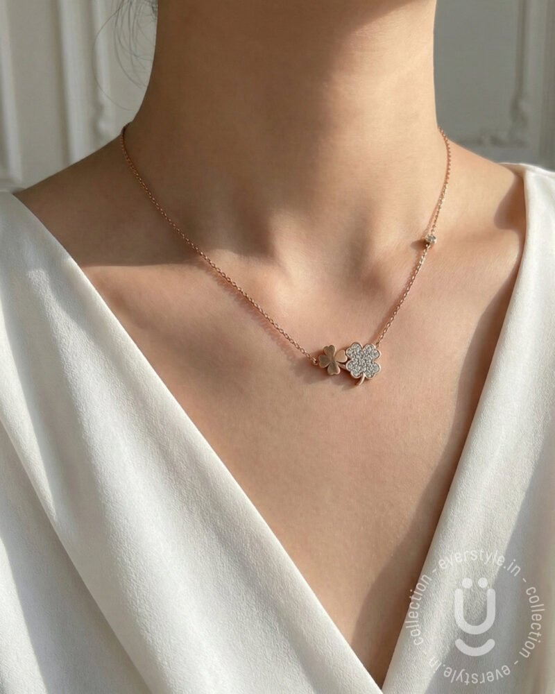 Anti-Tarnish Rose Gold Stone Pendant Necklace