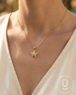 Anti-Tarnish Gold Starfish Stone Pendant Necklace