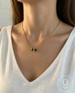 Anti-Tarnish Gold & Black Charm Necklace