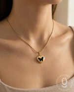 Anti-Tarnish Gold Black Butterfly Pendant Necklace