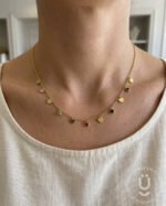 Anti-Tarnish Gold Heart Stone Charms Necklace