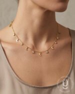 Anti-Tarnish Gold Moon Stone Charms Necklace
