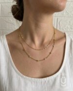 Anti-Tarnish Gold Double Layered Stone Necklace