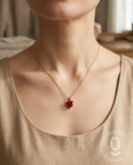 Anti-Tarnish Gold Red Stone Pendant Necklace