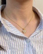 Anti-Tarnish Gold Heart White Stone Pendant Necklace