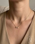 Anti-Tarnish Gold Stone Bow Pendant Necklace
