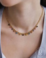 Anti-Tarnish Gold Multi Stone Necklace
