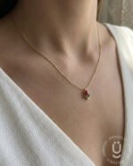 Anti-Tarnish Gold Tulip Stone Pendant Necklace