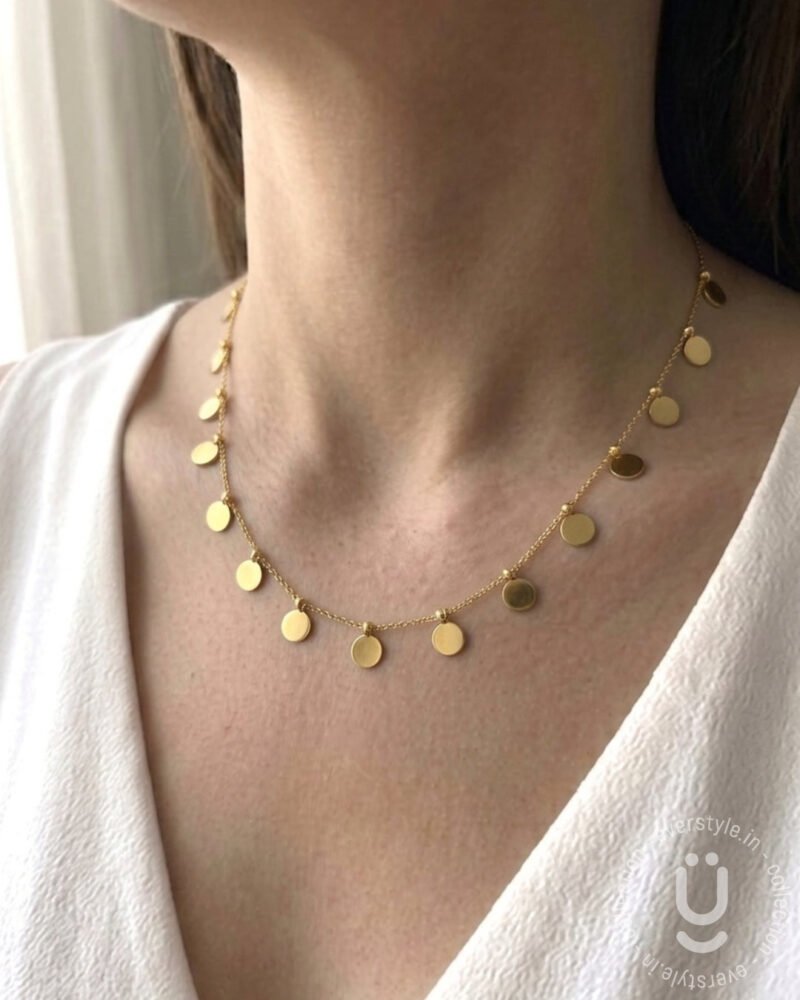 Anti-Tarnish Gold Circle Charms Necklace