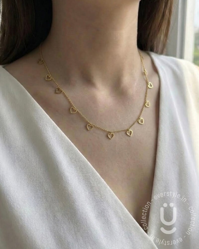 Anti-Tarnish Gold Heart Charms Necklace