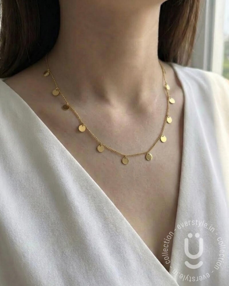 Anti-Tarnish Gold Round Charms Necklace